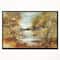 Designart - Brown River in Forest - Landscape Painting Canvas Print in Black Frame